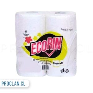 Toalla nova 4 rollos hoja simple marca Ecorin